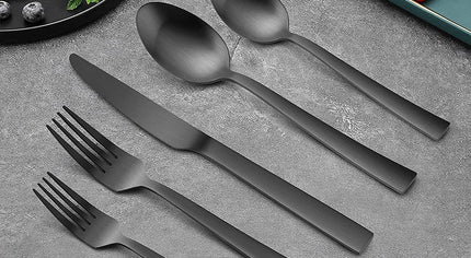 40-Piece Matte Black Stainless Steel Silverware Set – Service for 8