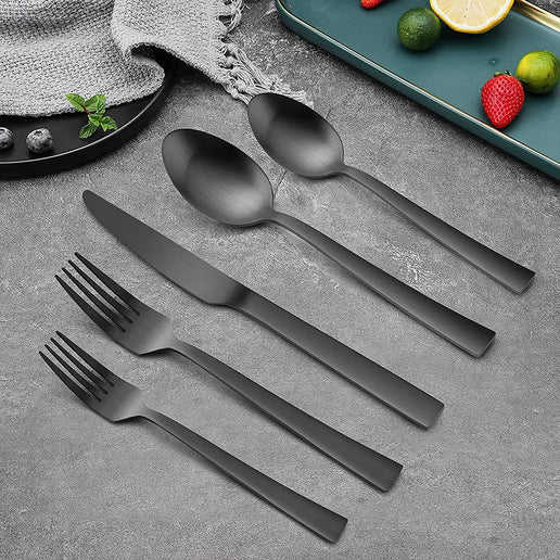 40-Piece Matte Black Stainless Steel Silverware Set – Service for 8