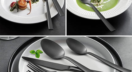 40-Piece Matte Black Stainless Steel Silverware Set – Service for 8