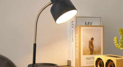 LED Desk Lamp with Catch-All Base and AC Outlet – The Perfect Lighting Solution for Any Workspace!