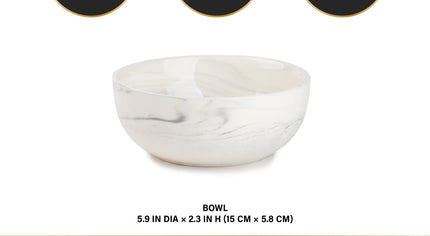 Grey Marble Stoneware Bowl – Microwave, Dishwasher & Oven Safe