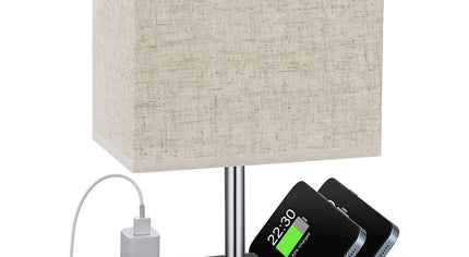 Dimmable Table Lamp with Dual USB Charging Ports – Perfect for Bedrooms & Living Spaces