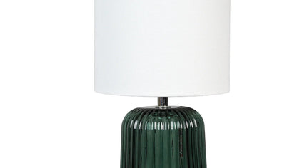 Mini Green Glass Stripe Table Lamp 12.75" H  – Elegant Accent Lighting