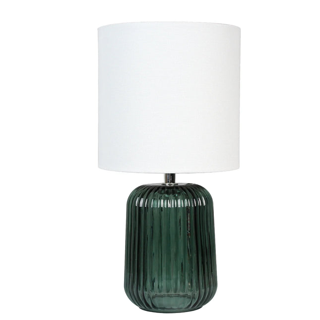 Mini Green Glass Stripe Table Lamp 12.75" H  – Elegant Accent Lighting