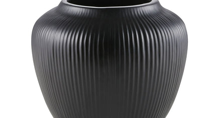 Black Textured Stripe Stoneware Vase