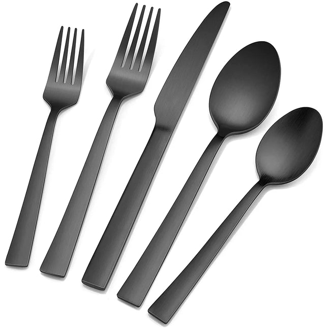 40-Piece Matte Black Stainless Steel Silverware Set – Service for 8