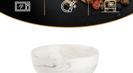 Grey Marble Stoneware Bowl – Microwave, Dishwasher & Oven Safe