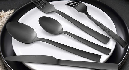 40-Piece Matte Black Stainless Steel Silverware Set – Service for 8