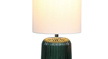 Mini Green Glass Stripe Table Lamp 12.75" H  – Elegant Accent Lighting