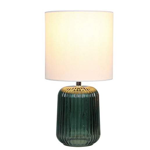 Mini Green Glass Stripe Table Lamp 12.75" H  – Elegant Accent Lighting